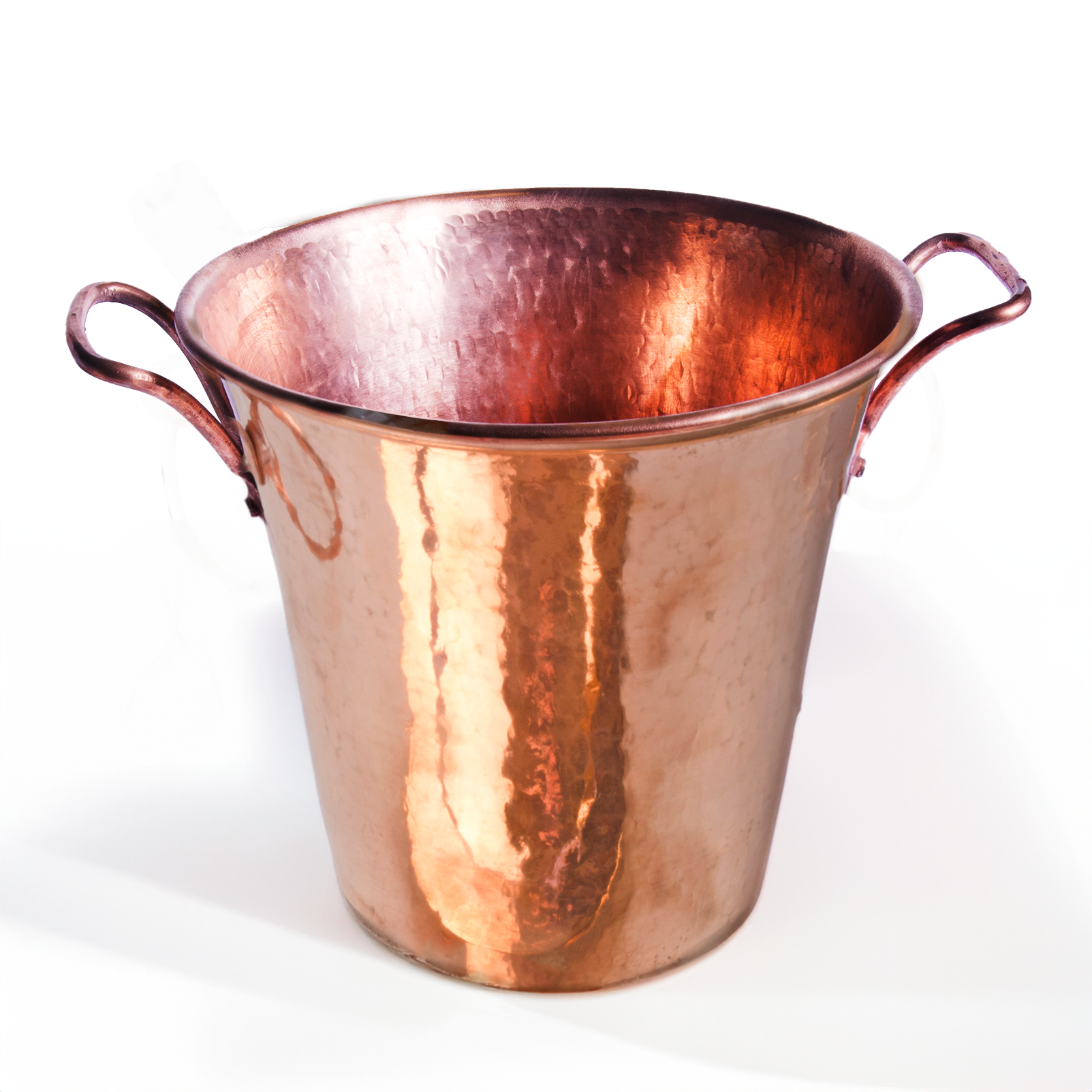 Hand Hammered Polished Copper Wine Bucket with Square Handles - Elegant Chilling & Serving for Parties, Weddings & Home Decor