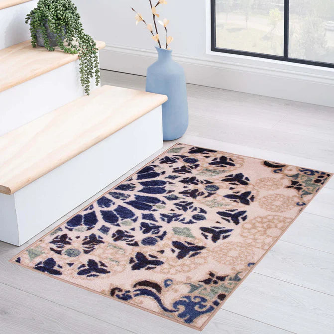 Thalia Damask Medallion Non-Slip Washable Indoor Area Rug - Soft Living Room Carpet, Bedroom Runner, Home Decor for Cozy Spaces