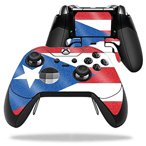 MightySkins Glossy Glitter Skin for Microsoft Xbox One Elite Controller - Puerto Rican Flag Design | Protective Durable High-Gloss Gaming Skin | Easy to Apply & Remove | Made in USA | Perfect for Gaming Enthusiasts & Custom Xbox Accessories