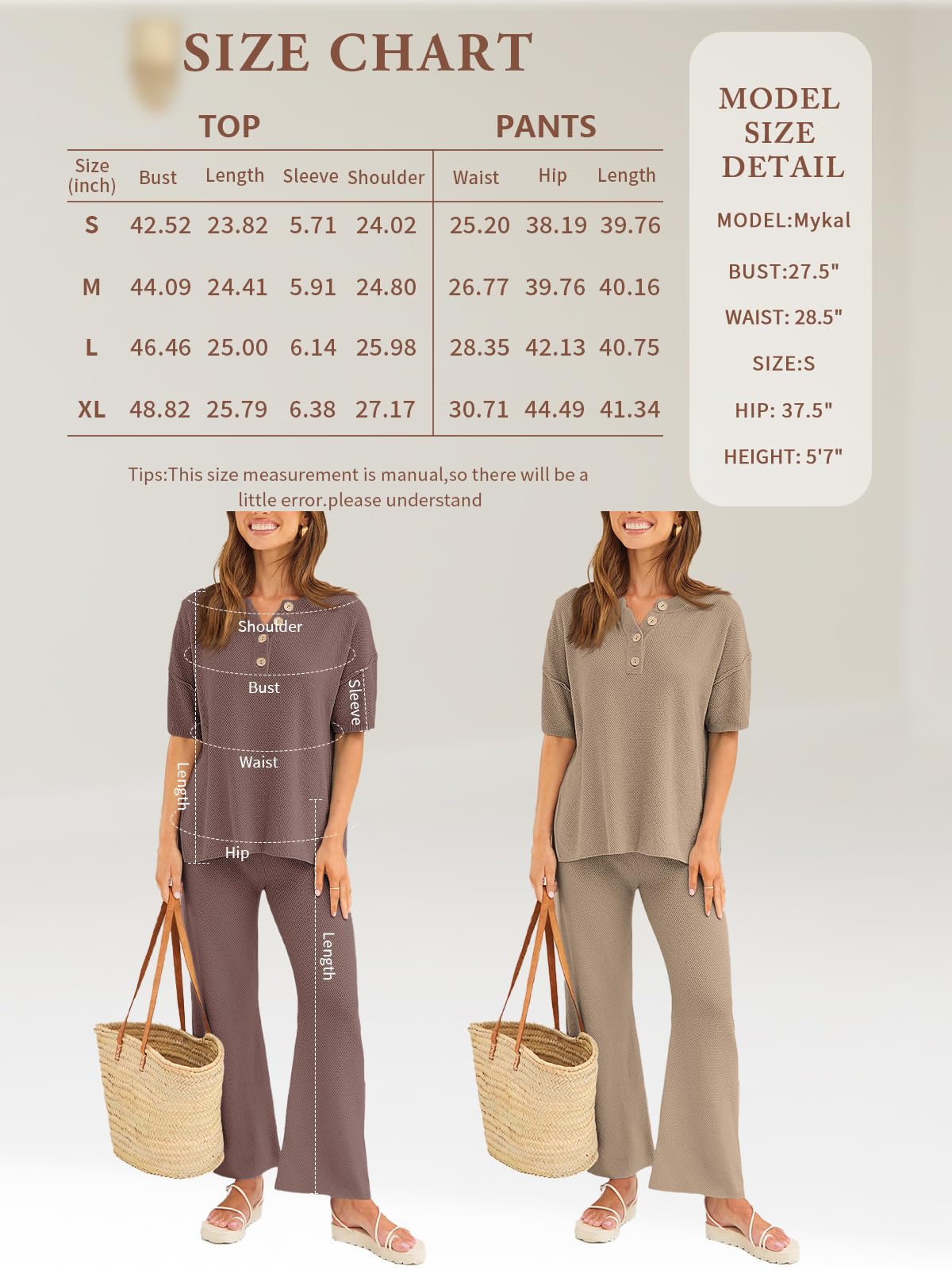 LILLUSORY Women's 2-Piece Lounge Set - Soft Knit Short Sleeve Top & Elastic Waist Pajama Pants | Casual Matching Outfit for Home, Sleepwear, Yoga & Relaxation