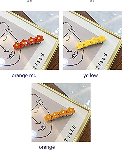 6pcs Cute Acrylic Flower Hair Clips for Girls & Women - Pink Rose, Red, Blue Hair Barrettes for Hair Decoration | Perfect for Parties, Weddings & Daily Styling (Yellow)