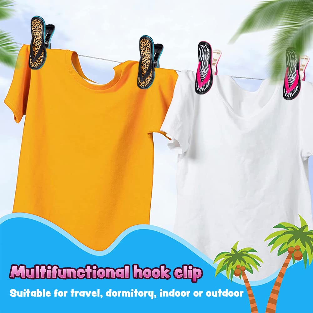 8Pcs Jumbo Beach Towel Clips - Heavy Duty Lounge Chair Clips, Slipper Towel Holders & Clothes Pegs - Bright Color Pool Accessories for Patio, Vacation, Beach & Backyard (Slippers-B, 8 Pack) - Perfect for Securing Towels on Chairs, Hanging Swimsuits & Organizing Poolside Essentials