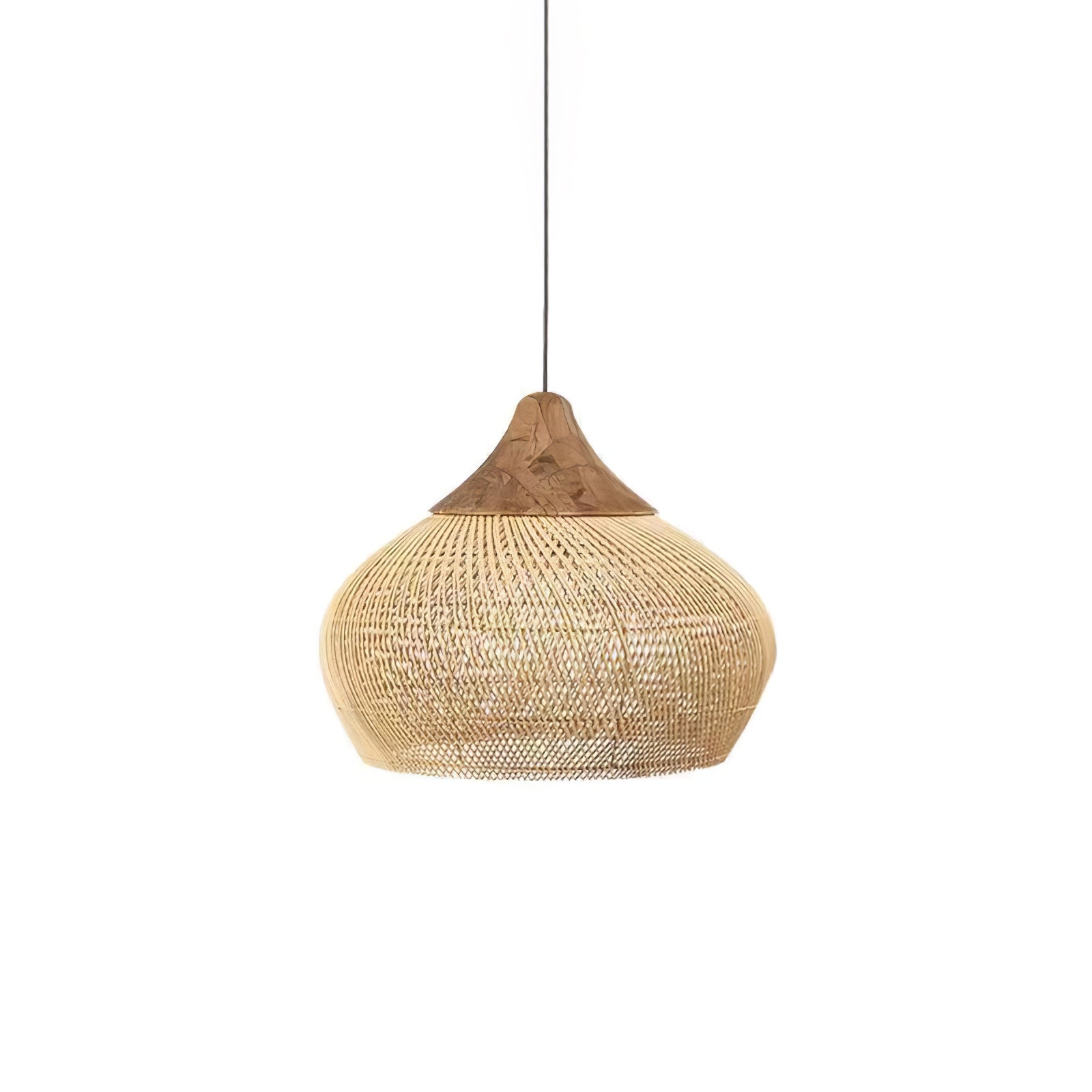 Handwoven Rattan Pendant Light - Boho Natural Woven Hanging Lamp for Bedroom, Living Room, Patio & Outdoor Decor