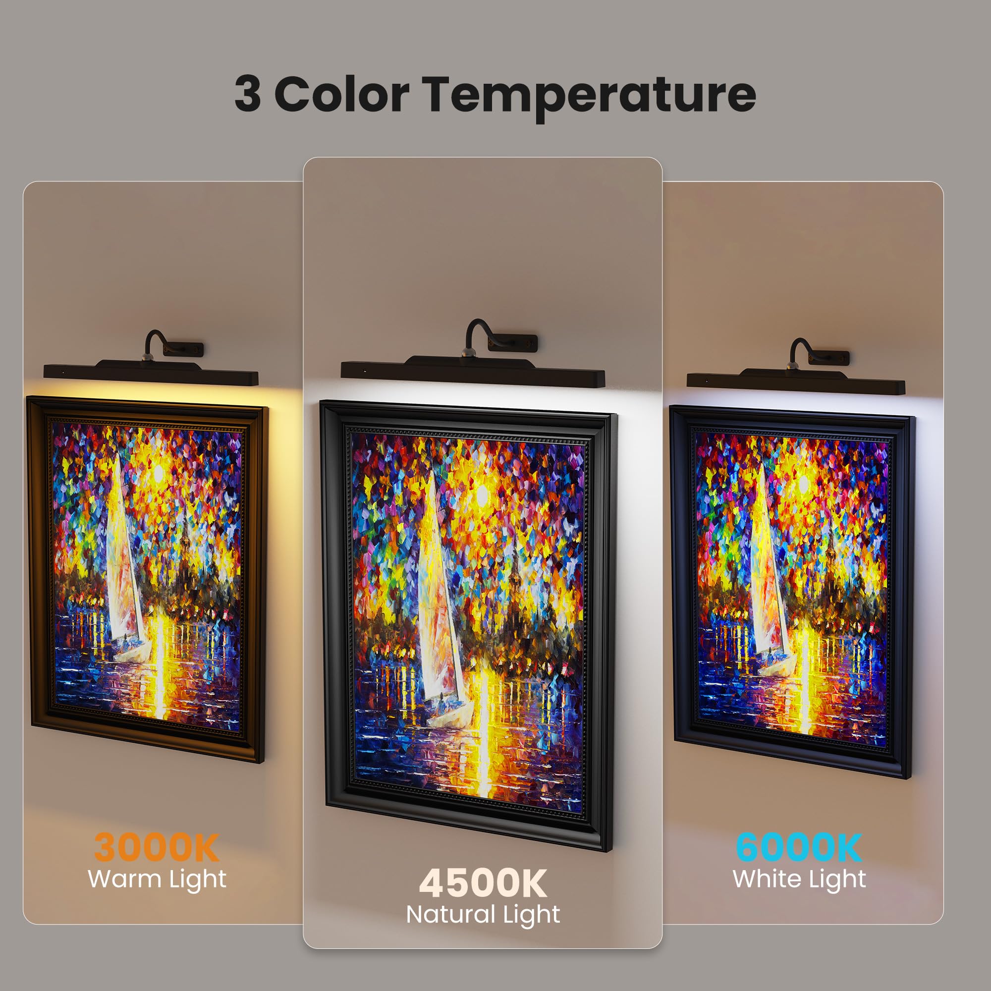 Dimmable Cordless Picture Light with Remote Control & Timer - Rechargeable 5000mAh Battery Wall Sconce for Artwork, Paintings, Photos & Portraits - 16 Inch Adjustable Gallery Lighting - Perfect for Home Decor, Museums & Art Displays (Black)
