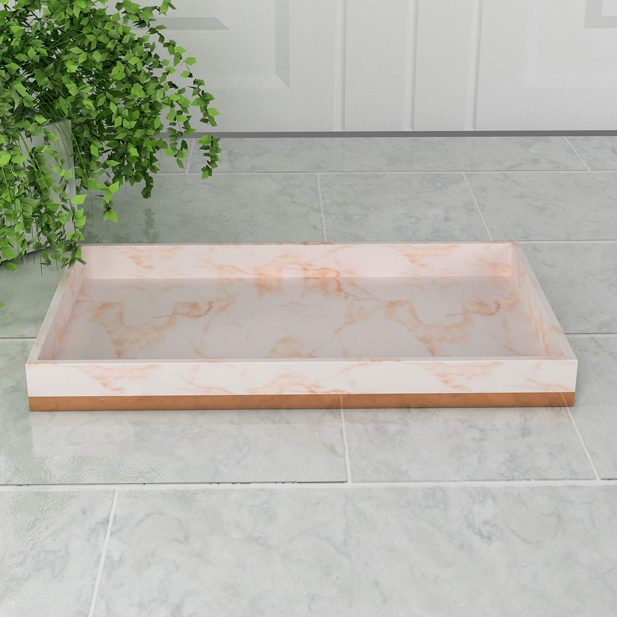 Nu-Steel MST10CH Misty Copper Collection Amenity Tray - Elegant Resin & Metal Bathroom Organizer for Jewelry, Soaps & Essentials | Perfect for Vanity, Dresser & Spa Decor
