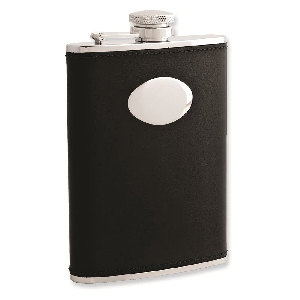 Premium Black Leather 6oz Stainless Steel Flask with Funnel - Perfect for Outdoor Adventures, Camping, Travel & Gifts | Diamond2Deal
