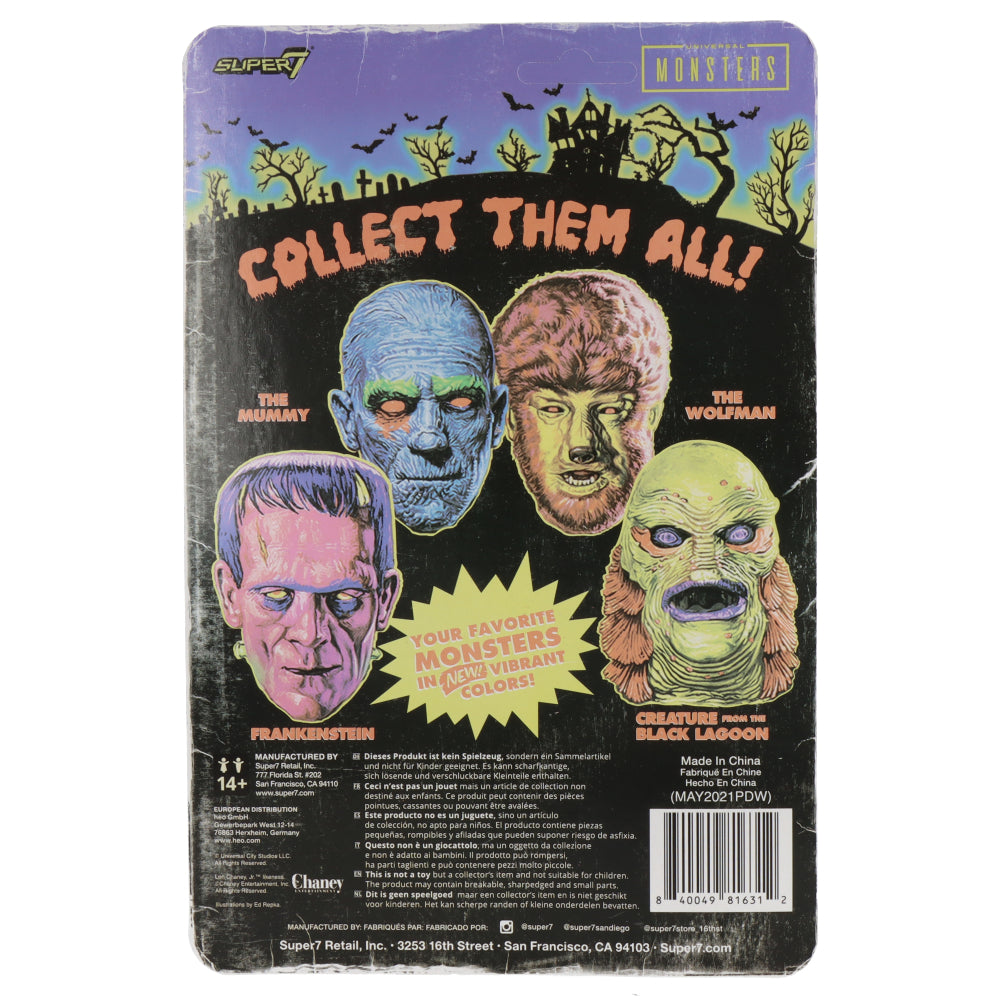 Universal Monsters Frankenstein Costume Color ReAction Figure - Classic Horror Collectible for Halloween & Movie Fans