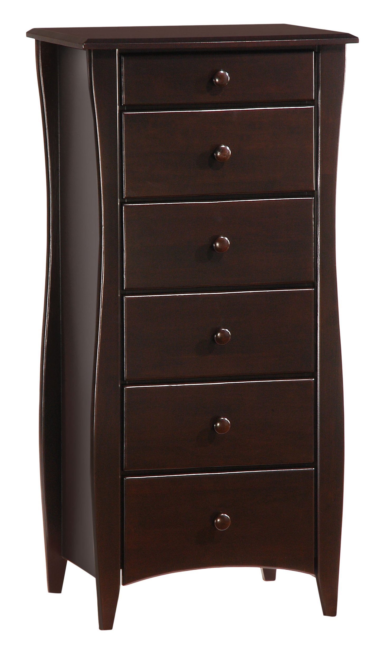 Night & Day Furniture 6-Drawer Clove Lingerie Chest in Chocolate Finish - Stylish Storage for Bedroom, Closet & Boudoir Organization | Perfect for Underwear, Socks & Jewelry