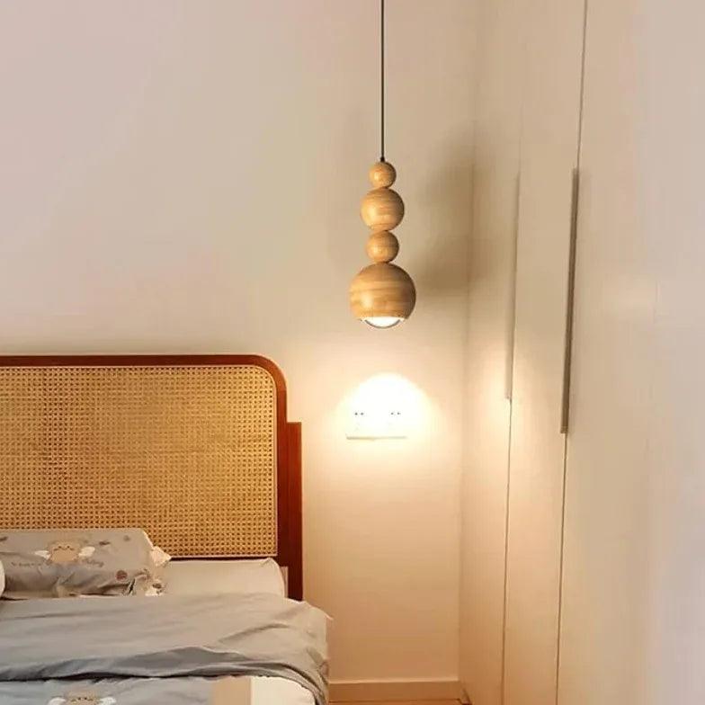Vintage Wooden Ball Pendant Light - Handcrafted Wooden Chandelier for Bedroom, Living Room & Dining Room Decor - Perfect for Farmhouse, Boho & Rustic Home Lighting