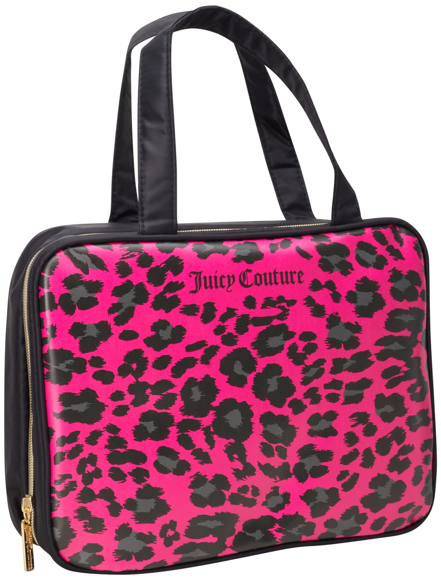 Juicy Couture Women's Hanging Travel Makeup Bag & Toiletries Organizer - Cheetah Print Weekender Cosmetic Case for Vacation, Gym, and Business Trips