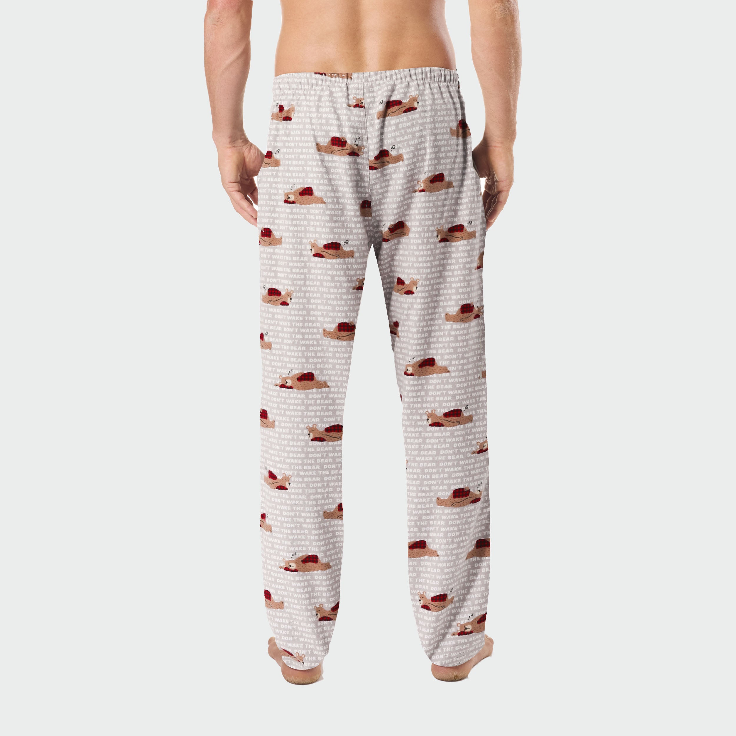 Men's Snooze Bear Cotton Flannel Sleep Pants - Soft & Comfortable Lounge Pajama Bottoms for Relaxing at Home (Grey) - Perfect for Winter Nights, Lounging & Sleepovers