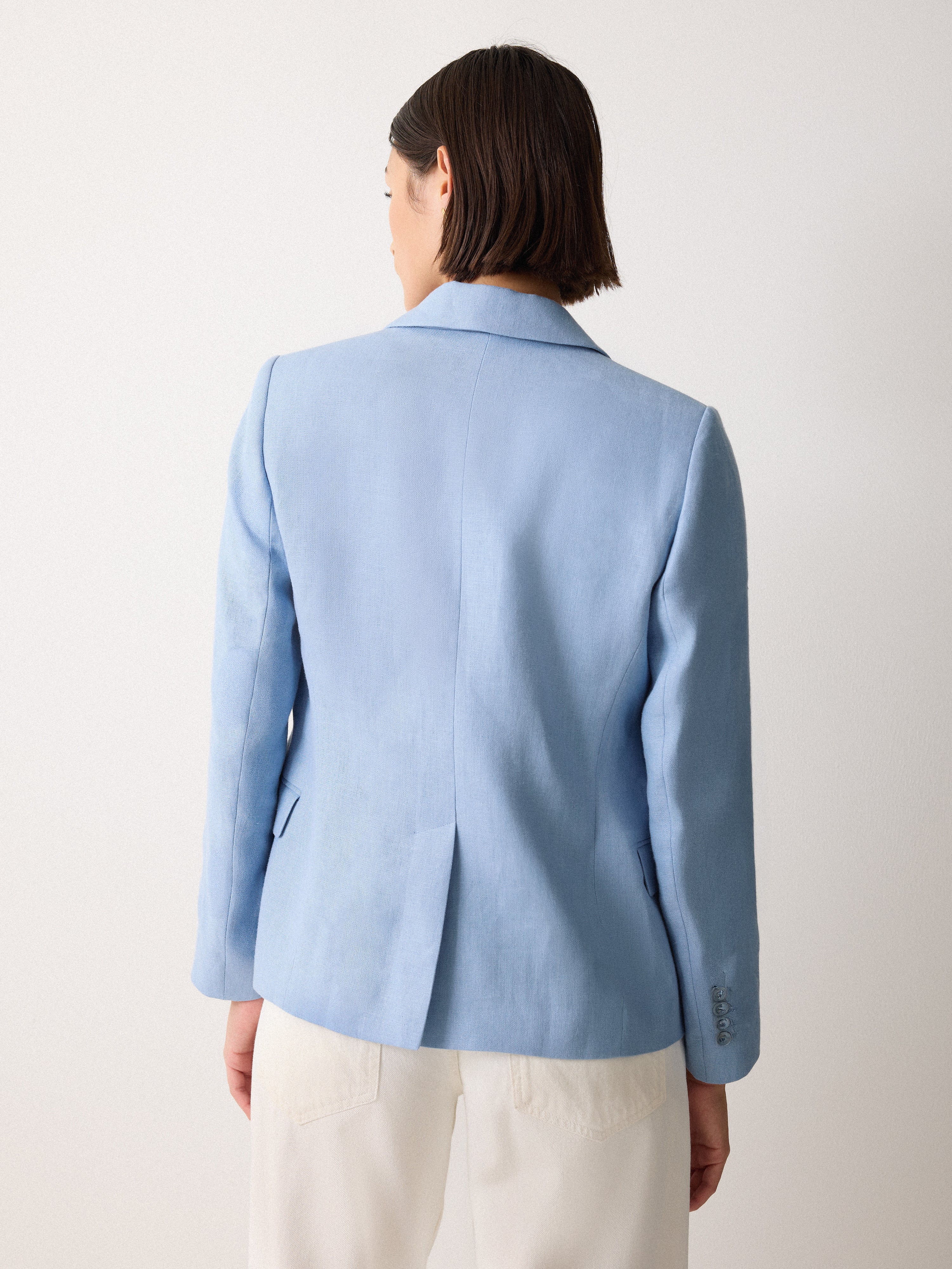 Stylish Maree Irish Linen Short Blazer in Blue | Perfect for Office Wear & Summer Outfits