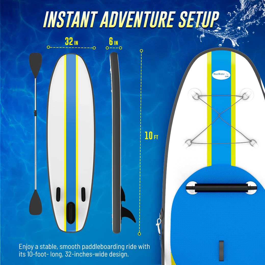 **Blue Water Toys Inflatable Stand Up Paddle Board & Kayak Combo Kit - 10' x 32