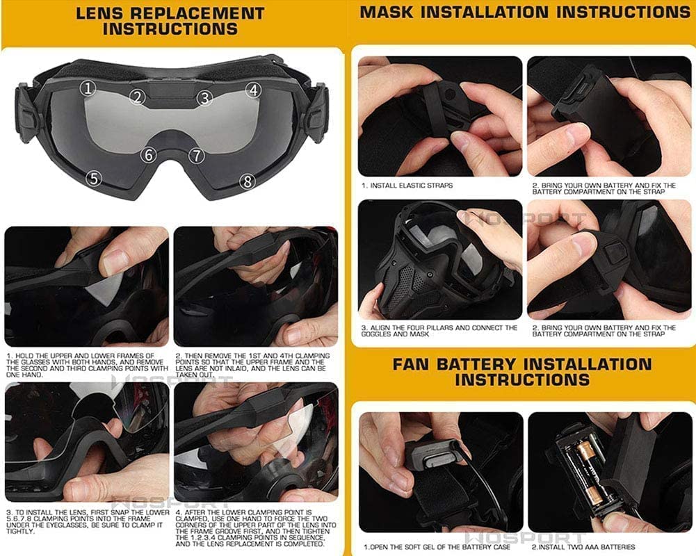 Tactical Airsoft PJ Helmet with Full Face Protection & Detachable Anti-Fog Goggles - Ideal for BB Gun, Paintball, and CS Games | Perfect for Outdoor Sports, Military Simulation, and Airsoft Battles
