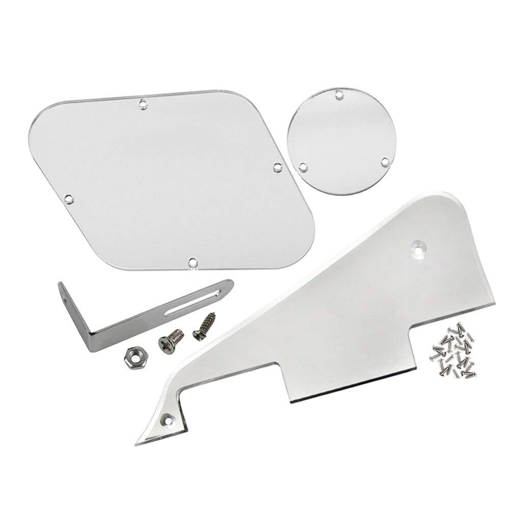 Silver Mirror Guitar Pickguard & Back Plates Set with Metal Bracket for LP Style Electric Guitar - Perfect for Replacement, Customization & Stage Performance