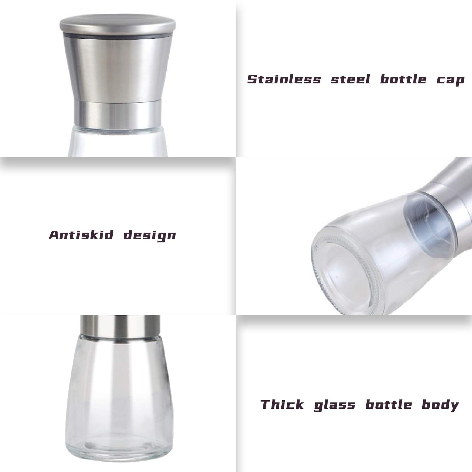 Premium Stainless Steel Salt and Pepper Grinder Set - 150ml Refillable Adjustable Coarse Mills for Professional Chefs & Home Cooking | Ideal for Kitchen, Dining Table & Gift Giving (Mother's Day, Housewarming)