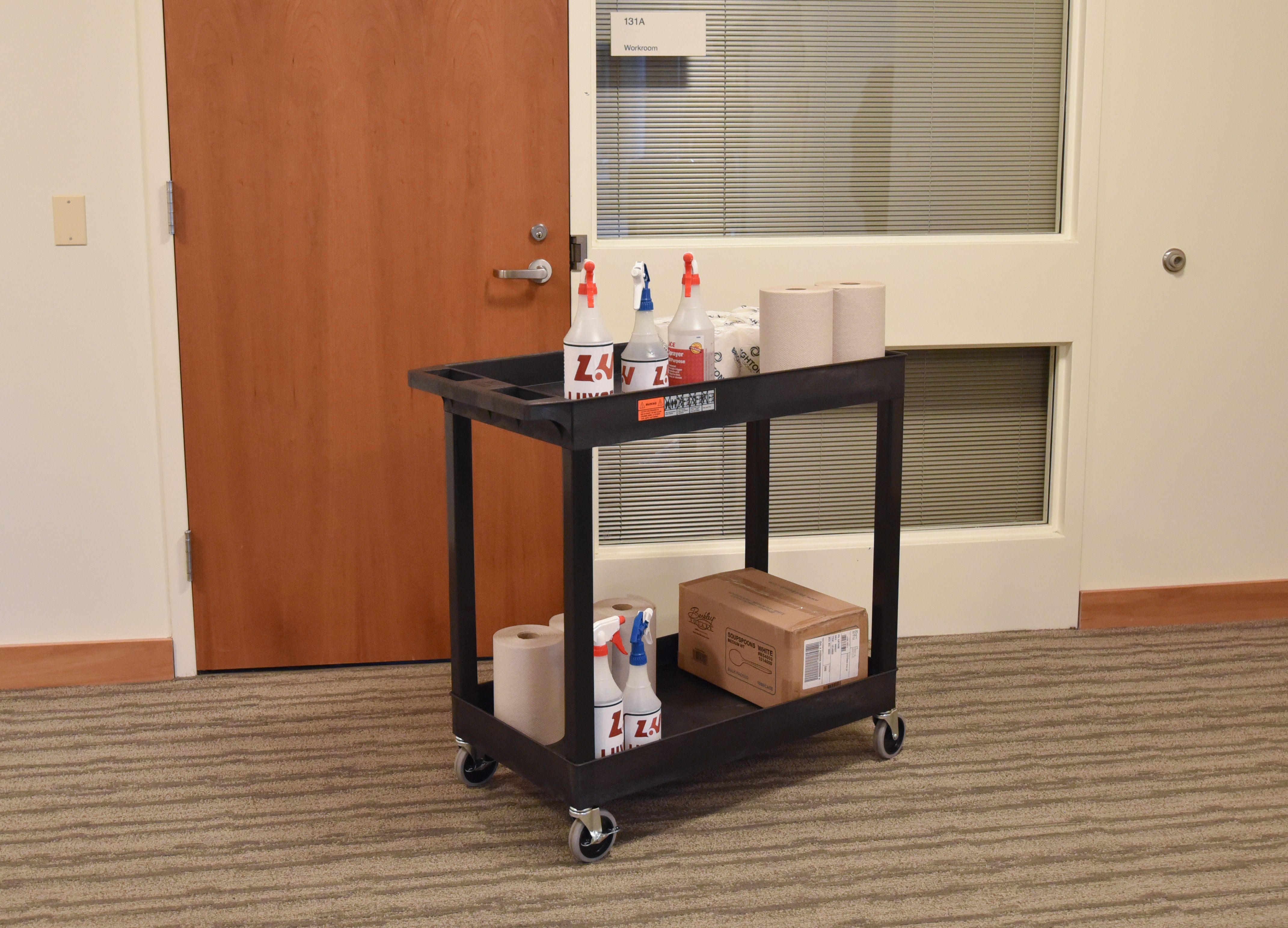 Black Luxor High Capacity 2-Tier Shelving Cart - Perfect for Kitchen Storage, Bathroom Organization & Laundry Room Supplies