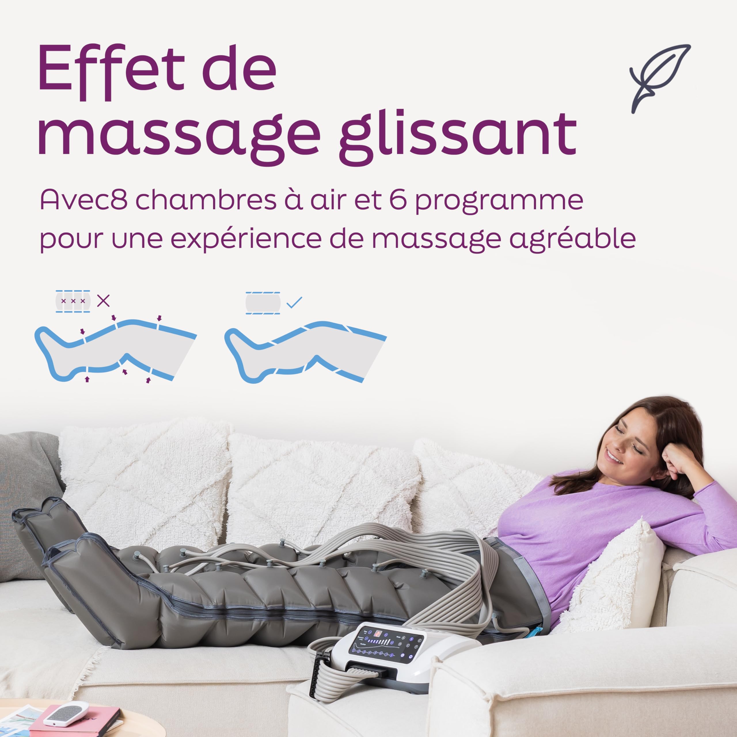 Venen Engel® 8 Premium Massage Device with Leg Sleeves - 8 Adjustable Air Chambers, Customizable Pressure & Duration, 6 Massage Programs - Ideal for Leg Pain Relief, Circulation Improvement & Relaxation at Home or Office