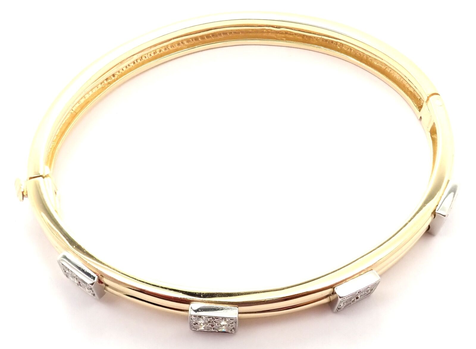 Vintage Authentic Tiffany & Co 18K Yellow Gold Diamond Bangle Bracelet - Luxury Jewelry Gift for Women, Anniversary & Special Occasions