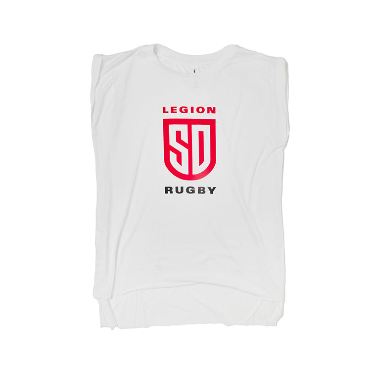 SD Legion Shield Women's Rolled Cuff White T-Shirt - Comfortable Casual Top for Everyday Wear, Gym & Outings