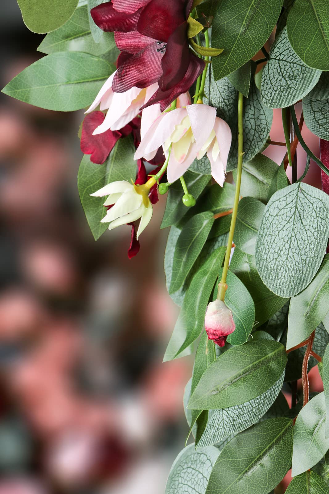 Ponatia Burgundy Wedding Arch Flowers Kit - 3 Pack with 26Ft Shiny Fabric for Ceremony & Reception Backdrop (Burgundy & Blush) | Artificial Floral Arrangement for Wedding Decor, Party Decoration, and Photo Booth Background