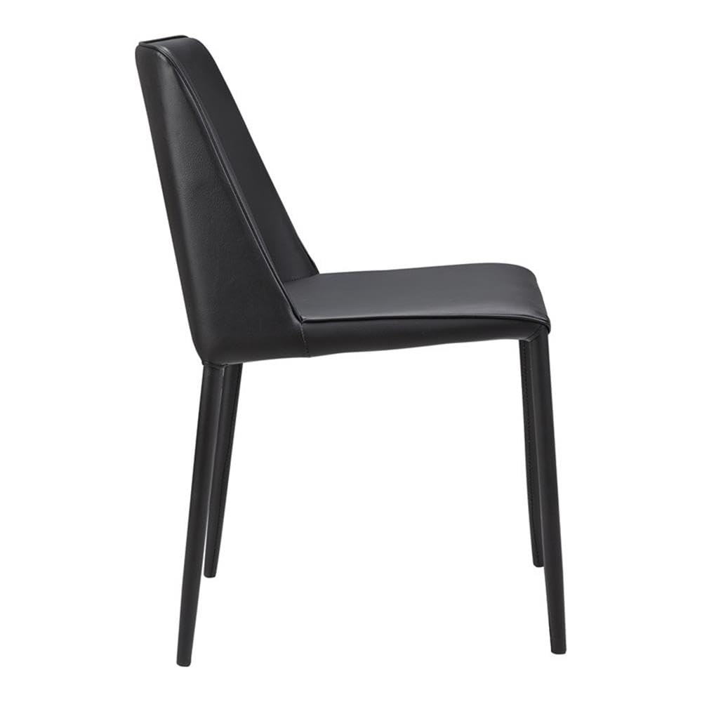 Nora Dining Chair Set of 2 - Modern Black Vegan Leather Upholstered Side Chairs for Kitchen, Dining Room & Office - Comfortable & Stylish Seating Solution