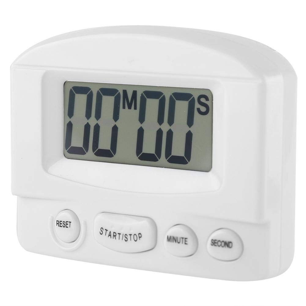 Fdit Portable Digital Kitchen Timer - Large LCD Display Countdown Clock with Bracket & Magnet (White) | Perfect for Cooking, Baking, Lab Experiments & Classroom Activities