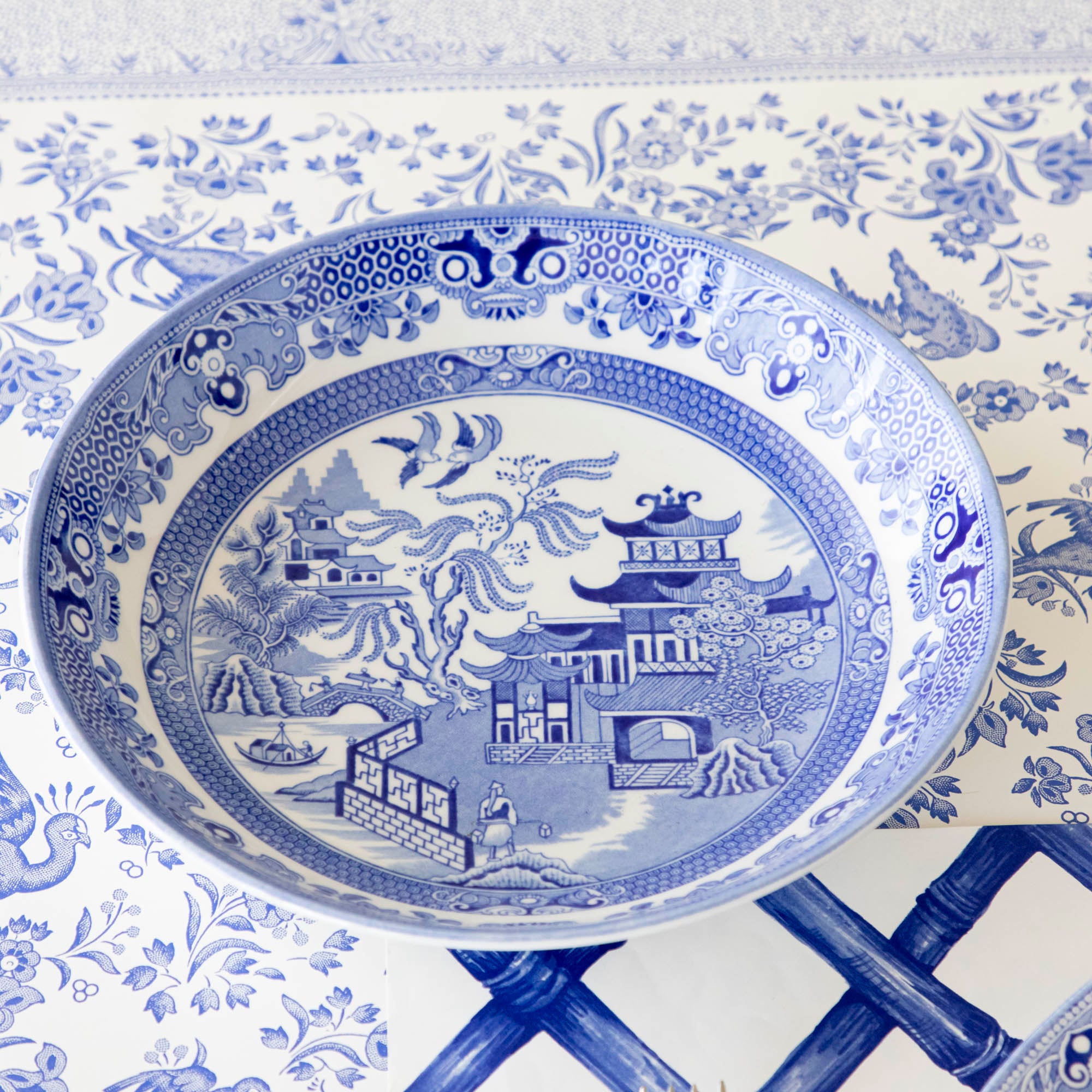 Blue Willow Dinnerware Set by Burleigh – Elegant English Bone China Plates, Bowls & Cups – Perfect for Formal Dining, Tea Parties & Home Decor