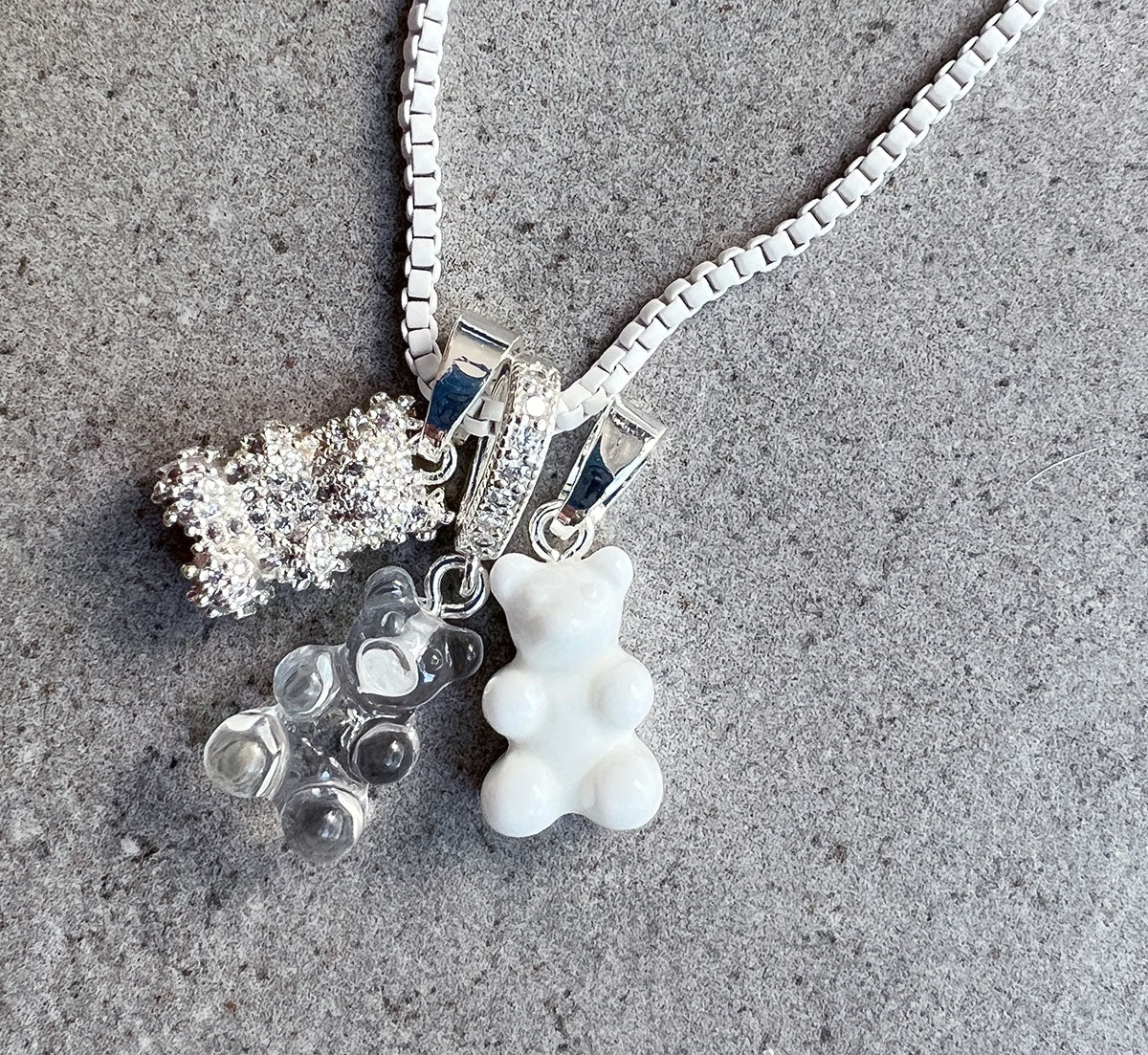 Vintage Bear Translucent Crystal Pendant Necklace with Pave Silver Connector - Perfect for Gifts, Parties, and Everyday Elegant Wear