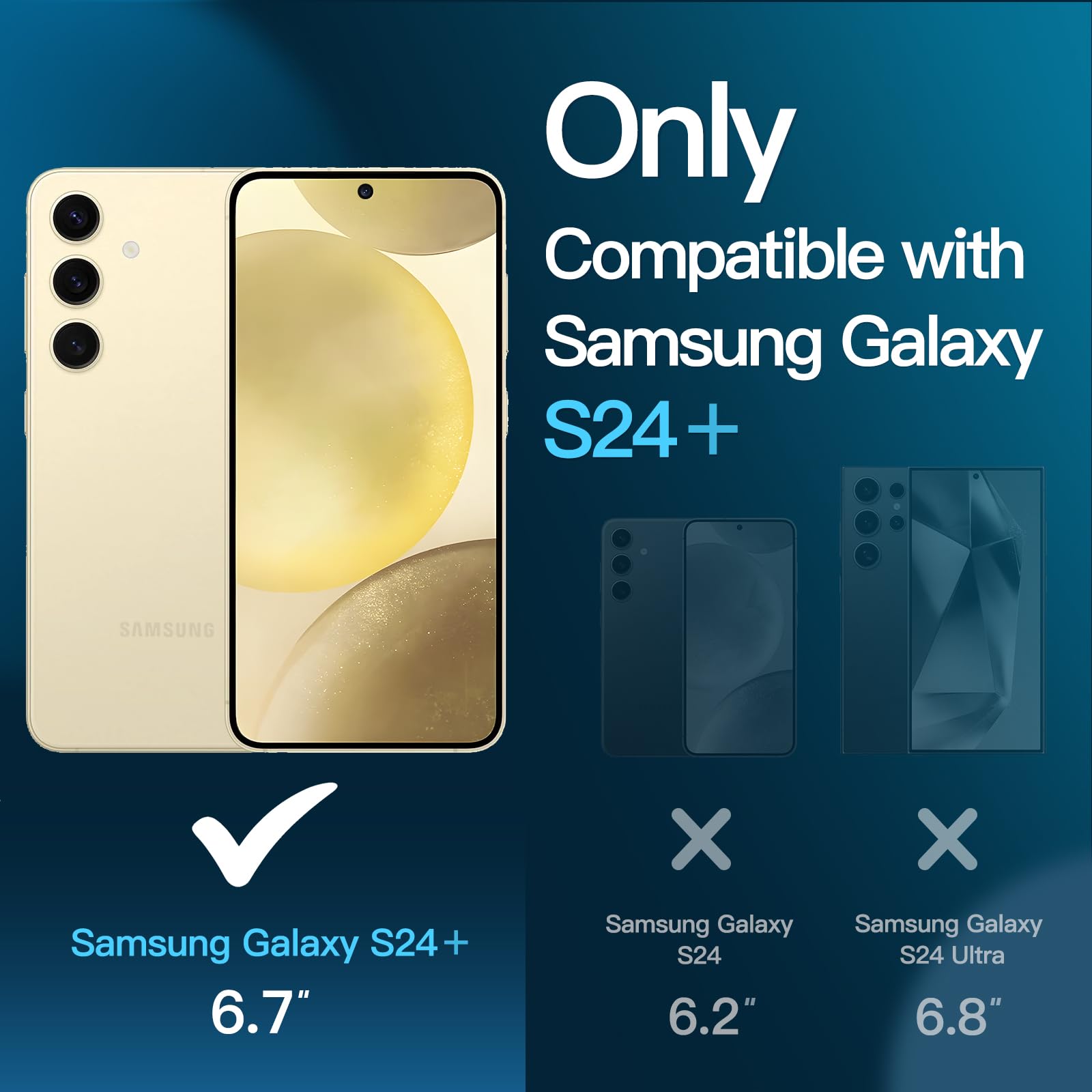 JETech 5-in-1 Matte Case for Samsung Galaxy S24+ / S24 Plus 5G - 2-Pack Tempered Glass Screen Protector & Camera Lens Protector, Translucent Back Protective Phone Cover (Gold) | Slim Shockproof Design for Everyday Use, Work & Travel