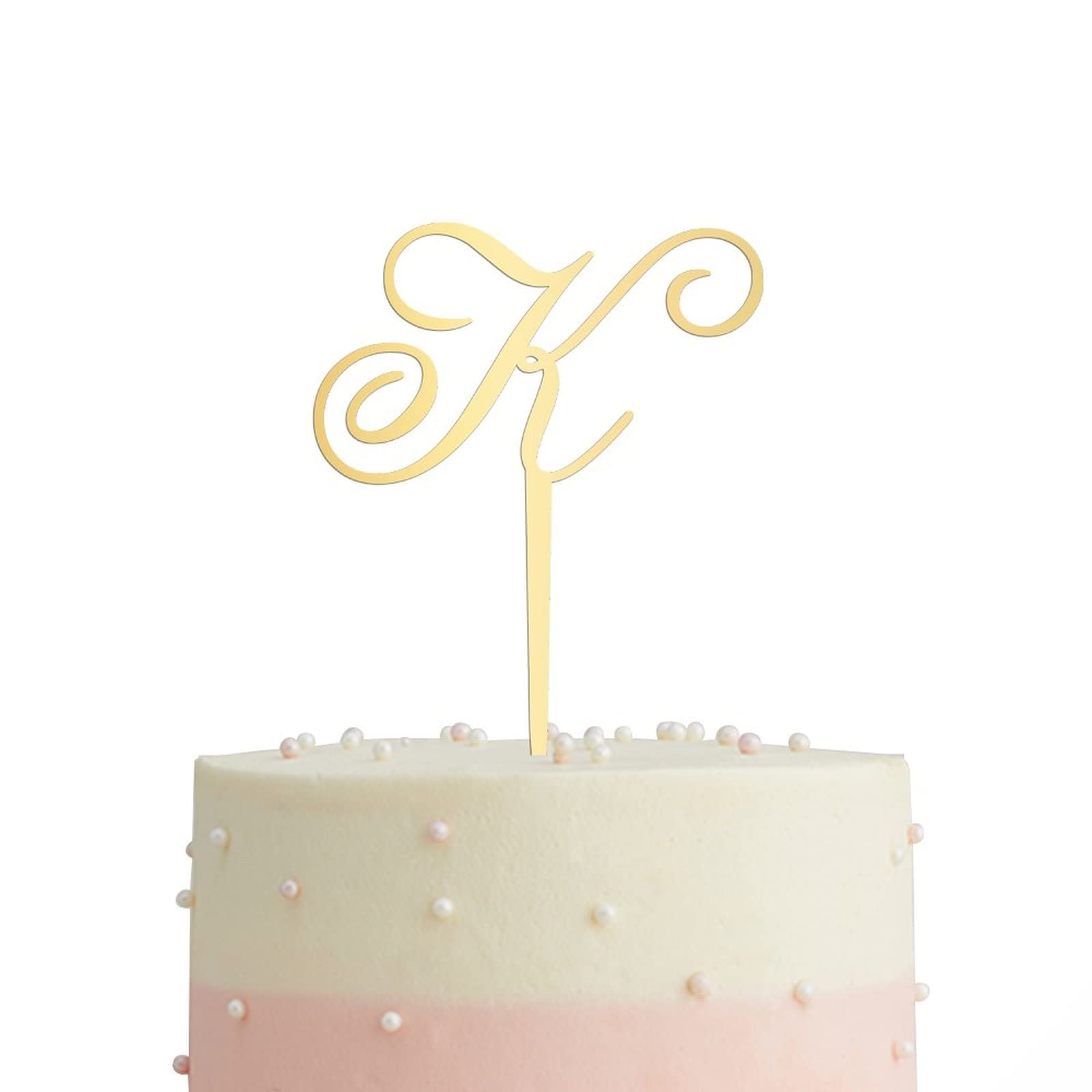 Elegant Gold Acrylic Monogram Cake Topper - Letter K Wedding Cake Decor for Anniversary, Birthday Party & Special Events | Rustic Initial Cake Topper for Wedding Dessert Table Decoration