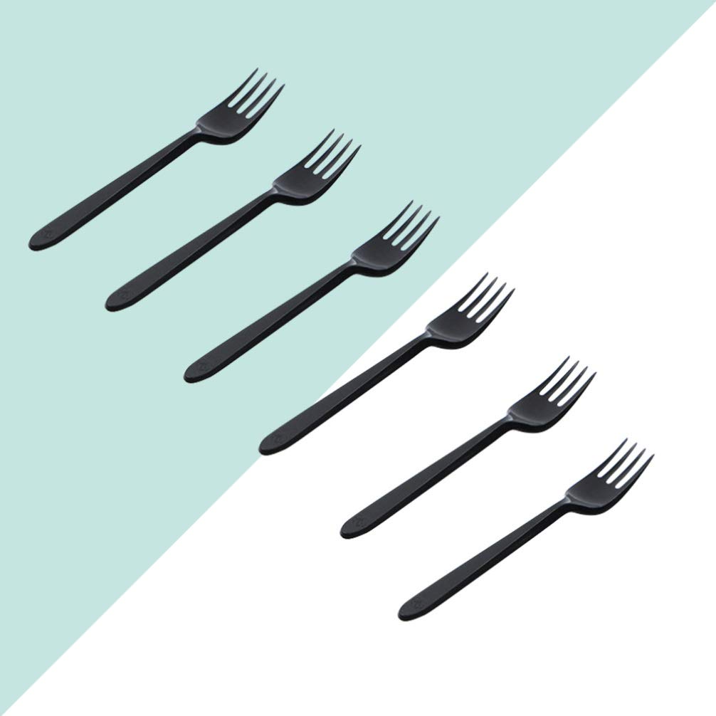 100-Pack Hemoton Thick Black Plastic Forks - Durable Disposable Cutlery Set for Parties, Picnics, BBQs & Home Kitchen Use