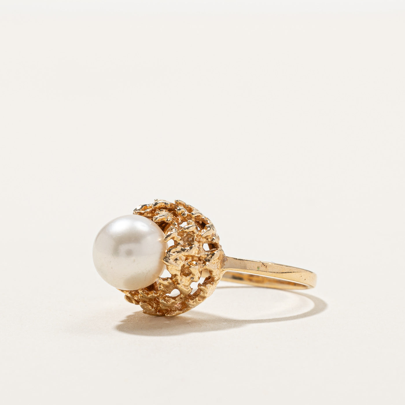 Textured Pearl Ring for Women - Size 5.75 - Elegant Handmade Jewelry for Wedding, Anniversary & Special Occasions