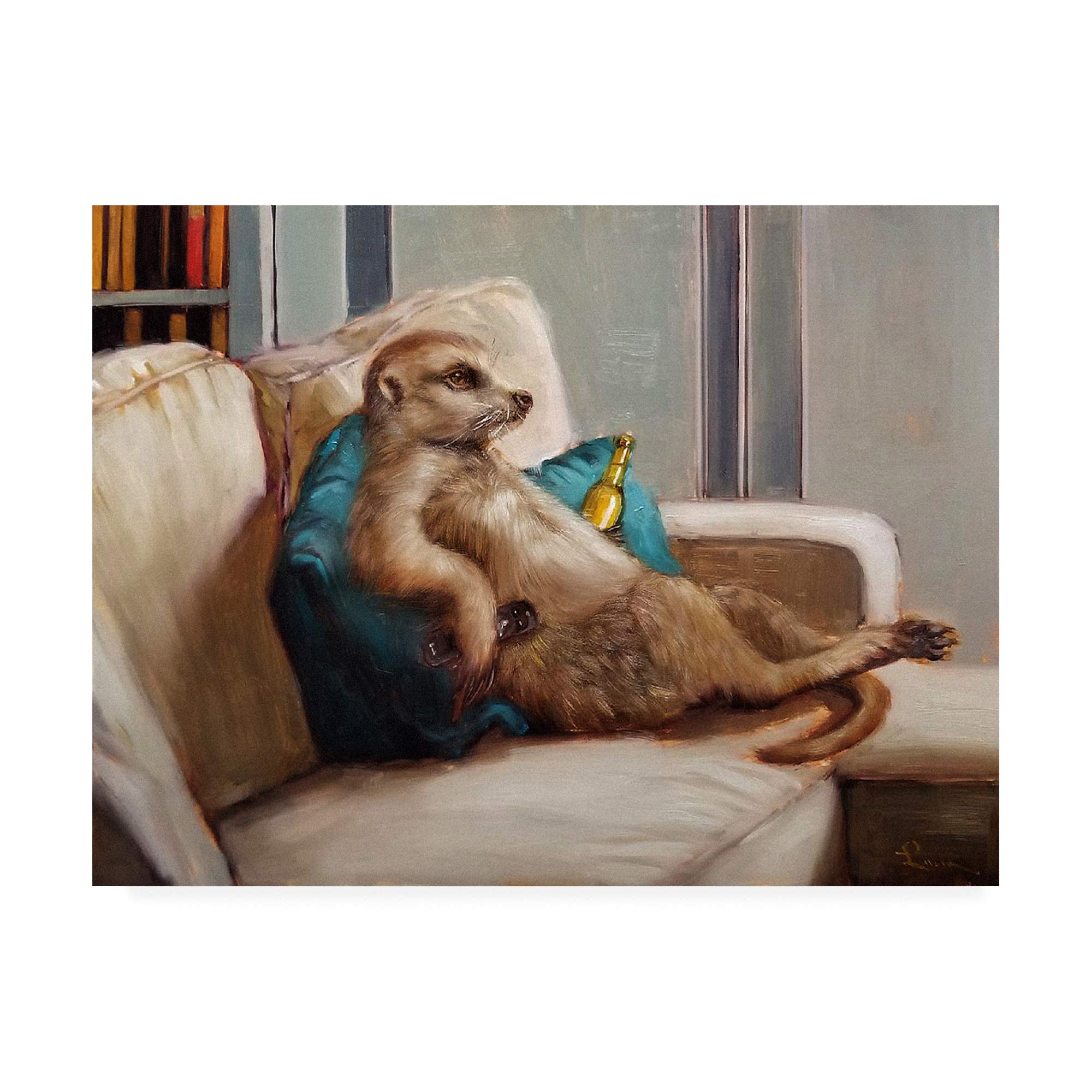 Trademark Fine Art 14x19 Couch Potato by Lucia Heffernan - Funny Dog Wall Art for Living Room Decor & Gifts