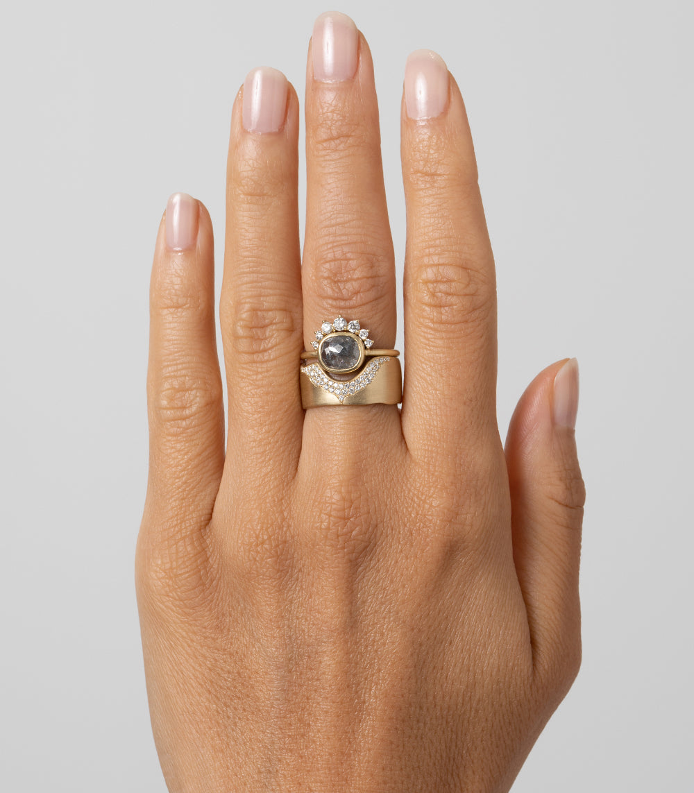 Organic Wide Wedding Band for Unique Engagement Rings - Perfect for Eco-Friendly Brides & Sustainable Jewelry Lovers