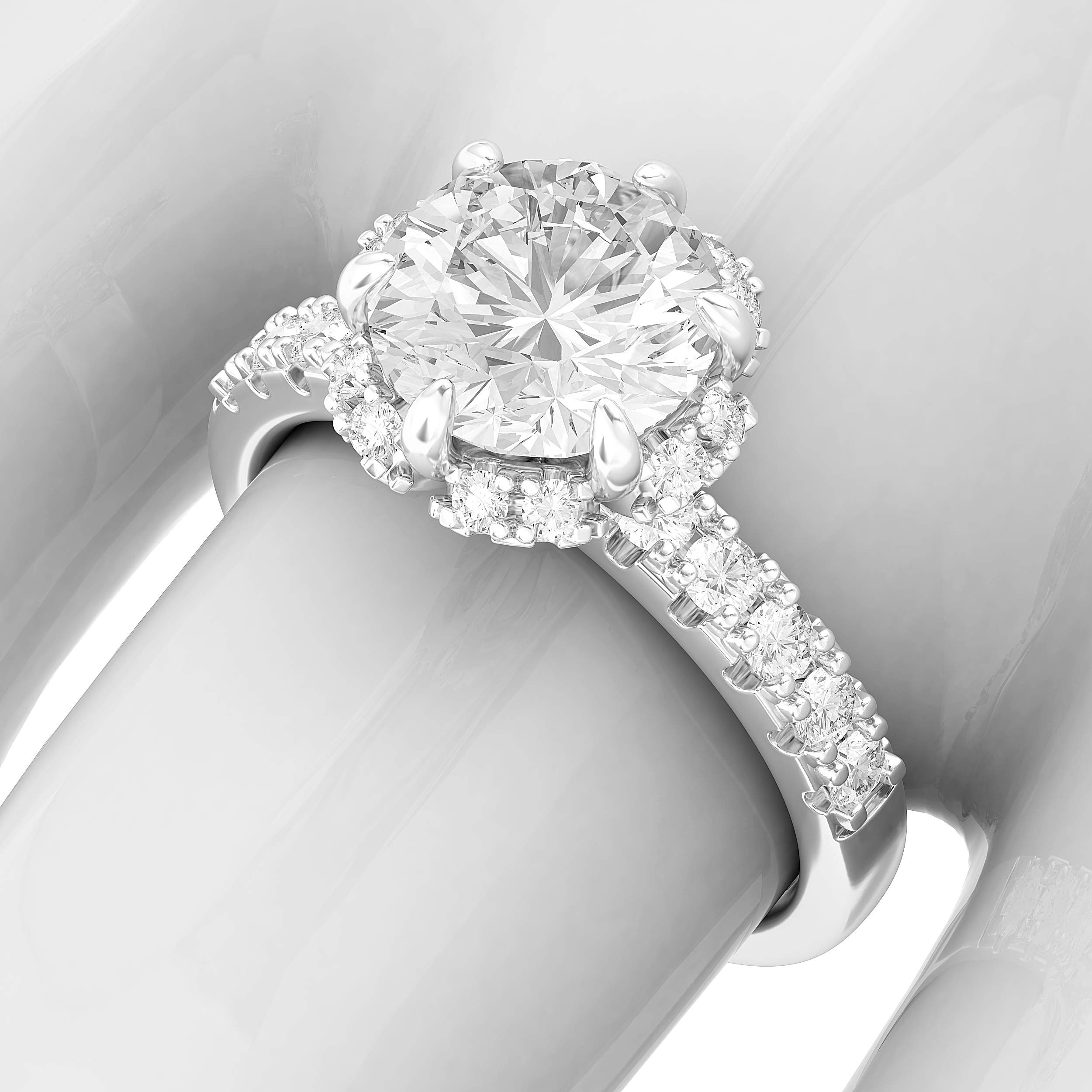 Sterling Silver Flower Halo 2CT Simulated Diamond or Genuine Moissanite Engagement Ring for Women - Perfect for Wedding, Proposal, Anniversary & Valentine's Day Gift