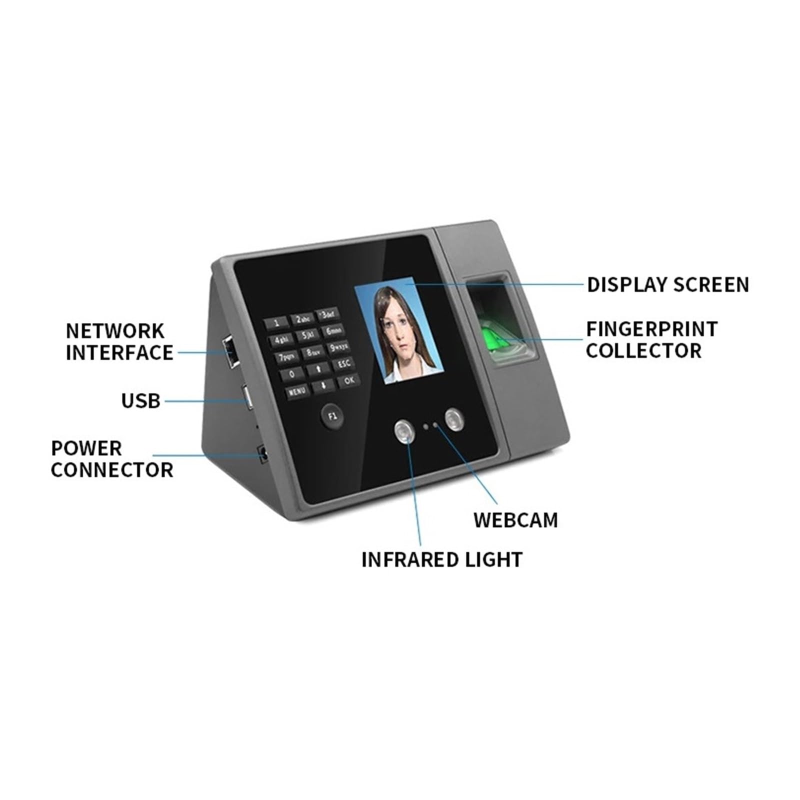 FA20 Biometric Time Clock - Facial Recognition & Fingerprint Attendance System for Employee Tracking - Ideal for Offices, Schools, and Access Control Management