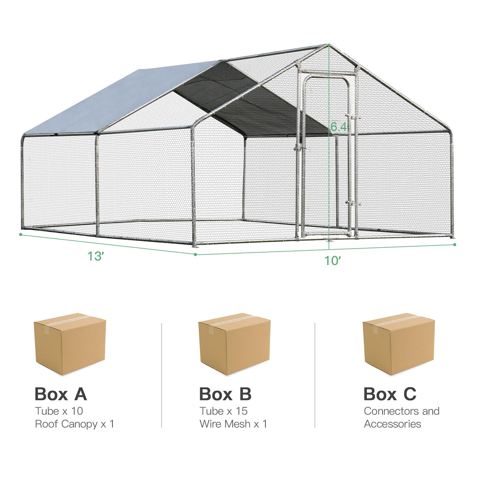 PETSITE Large Walk-In Metal Chicken Coop - Spire Shaped Poultry Cage with Waterproof Cover for Hens, Ducks & Outdoor Backyard Farming | Durable Chicken House for Free Range Birds & Small Farm Use