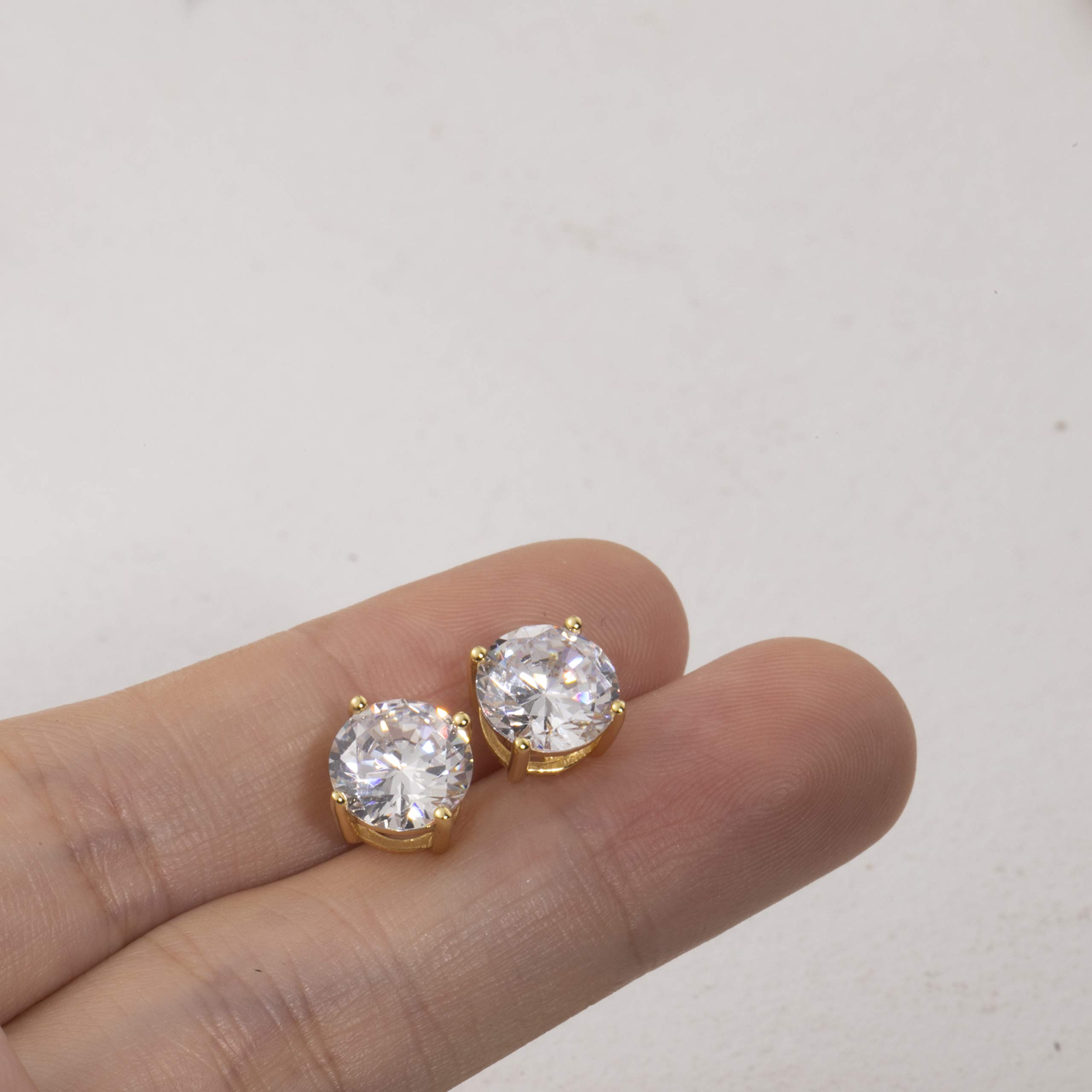 S.Leaf Cubic Zirconia Stud Earrings for Women - Hypoallergenic Sterling Silver Flat Back Earrings with Diamond-Like Sparkle | Perfect for Everyday Wear, Weddings, and Special Occasions