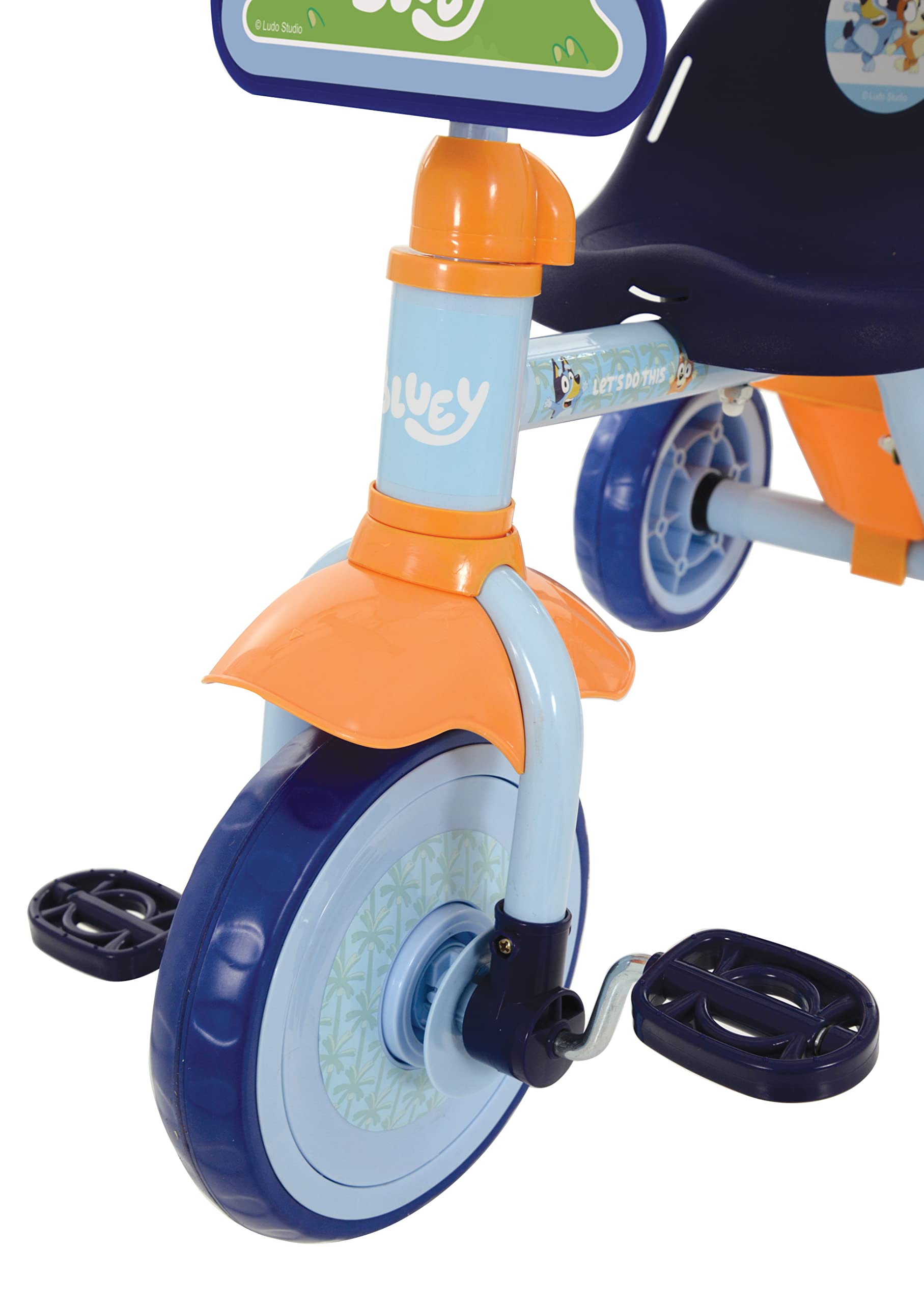 Bluey First Ride-On Trike for Kids Ages 2+ | Adjustable Handle, Easy-Switch Pedal Clutch, Puncture-Proof Tires & Steel Frame | Licensed Ride-On Toy with Front Mudguard & Rear Storage | Perfect for Outdoor Play, Backyard Fun & Preschool Learning Activities