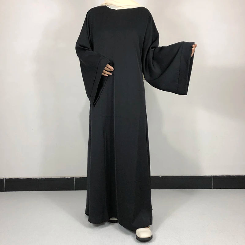 Basic Plain Nida Abaya with Free Belt - Modest Muslim Dress for Women - Perfect for Prayer, Eid, and Special Occasions