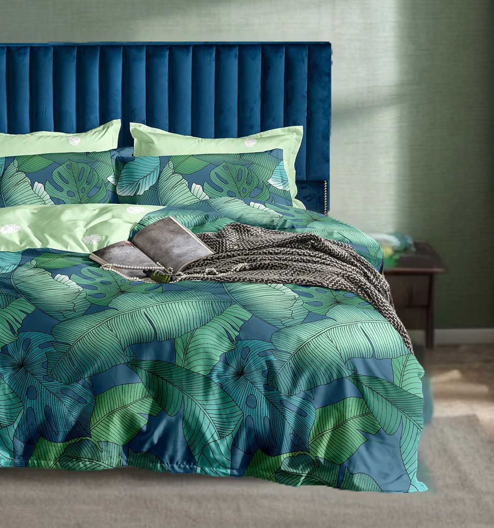 Premium Kalena Leaves Quilt Cover Set - Super King Size (120x120 Inches) | Soft & Breathable Bedding for Master Bedroom, Guest Room & Luxury Hotels