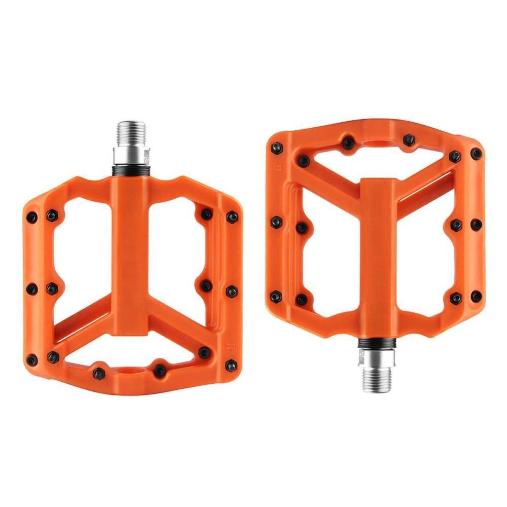 Ultralight Aluminum Alloy Bicycle Pedals - MTB & Road Bike Flat Pedals with Anti-Skid Surface & 3 Sealed Bearings - Durable Bike Parts for Cycling Enthusiasts (Orange) - Perfect for Commuting, Mountain Biking & Urban Riding