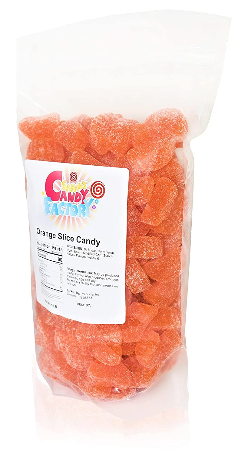 Sarah's Candy Factory Orange Slice Candy 5 Lbs Bulk Bag - Sweet & Tangy Orange Flavored Candy for Parties, Baking & Gift Giving