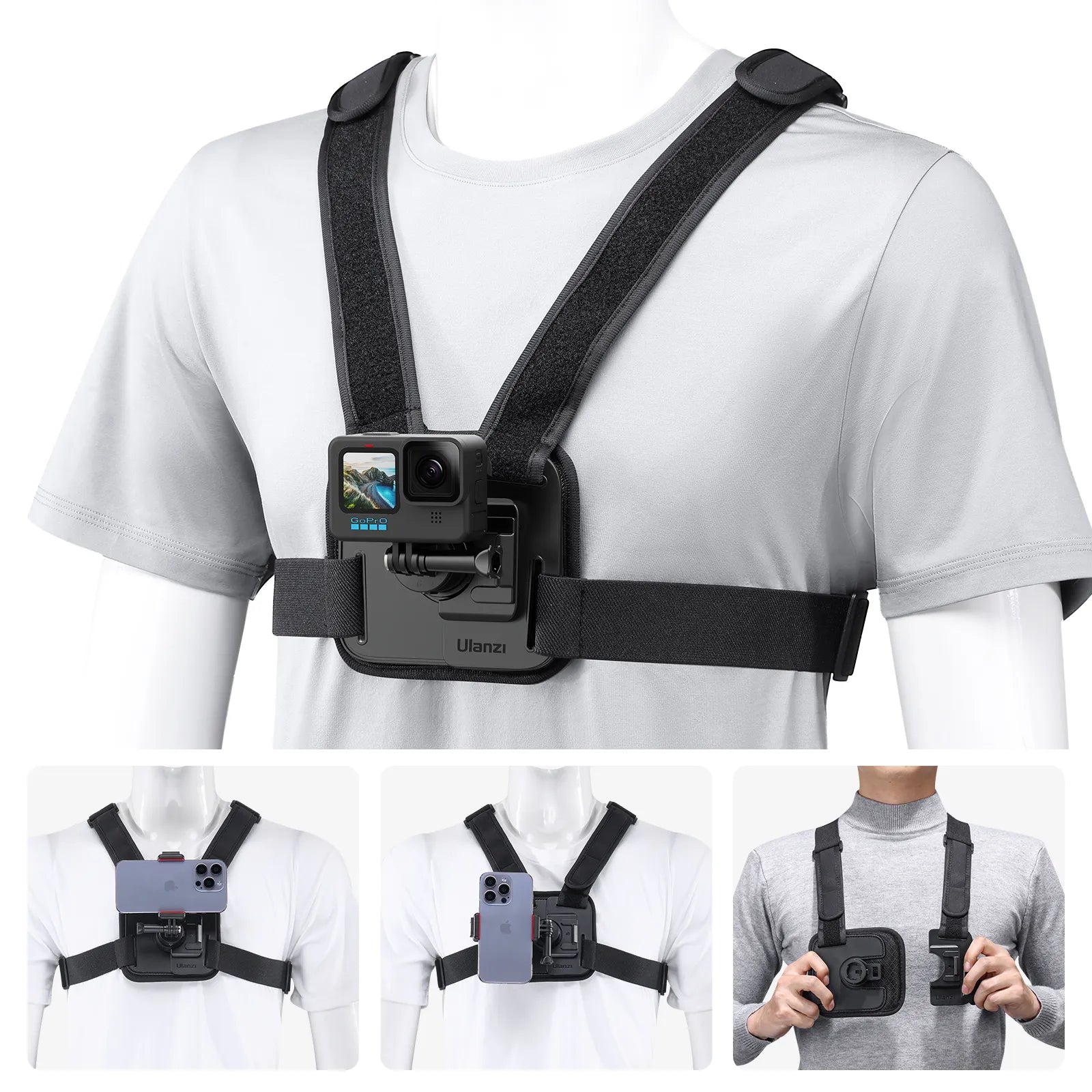 Ulanzi CM028 Go Quick II Magnetic Action Camera Body Mount Harness for GoPro Hero 11/10/9/8/7 - Secure & Adjustable Chest Mount for Outdoor Sports, Vlogging, and Adventure Filming
