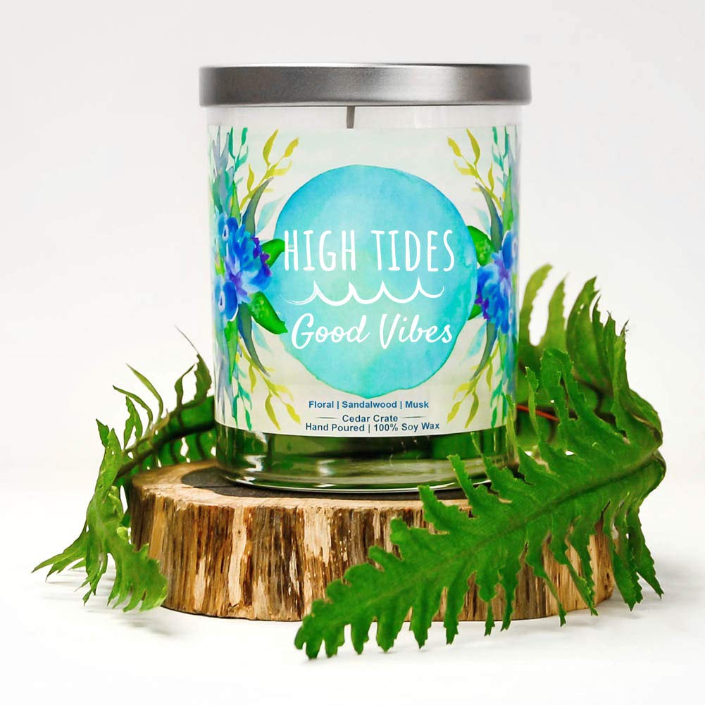 Floral Sandalwood Musk Scented Soy Candles - 10oz Teal Jar Candles | Made in USA | Aromatherapy Home Decor | Beach House Gifts for Women & Men | Perfect for Relaxation, Meditation & Coastal Living Spaces