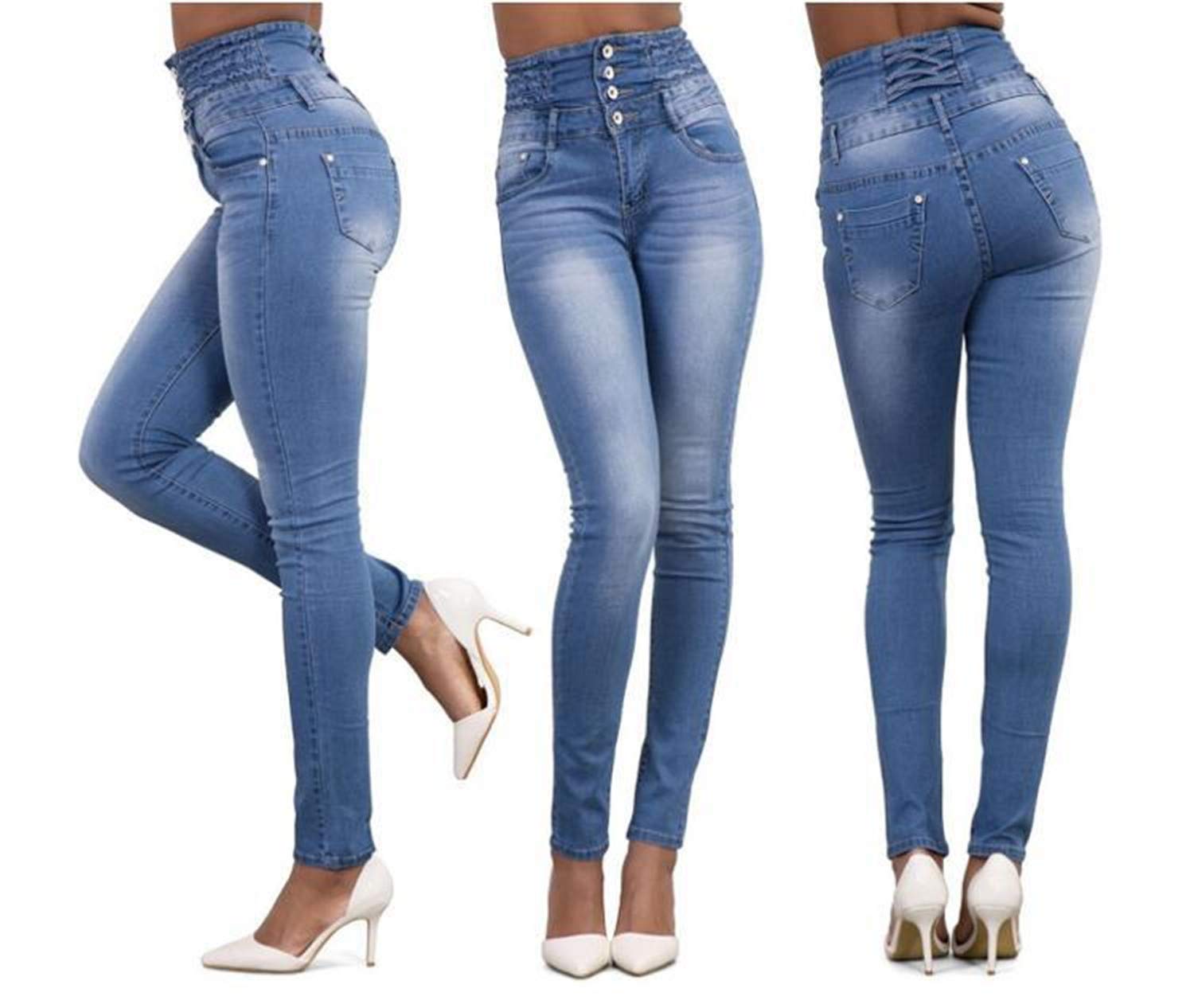 Andongnywell Women's High Waist Slim Jeans - Casual Denim Pants for Everyday Wear