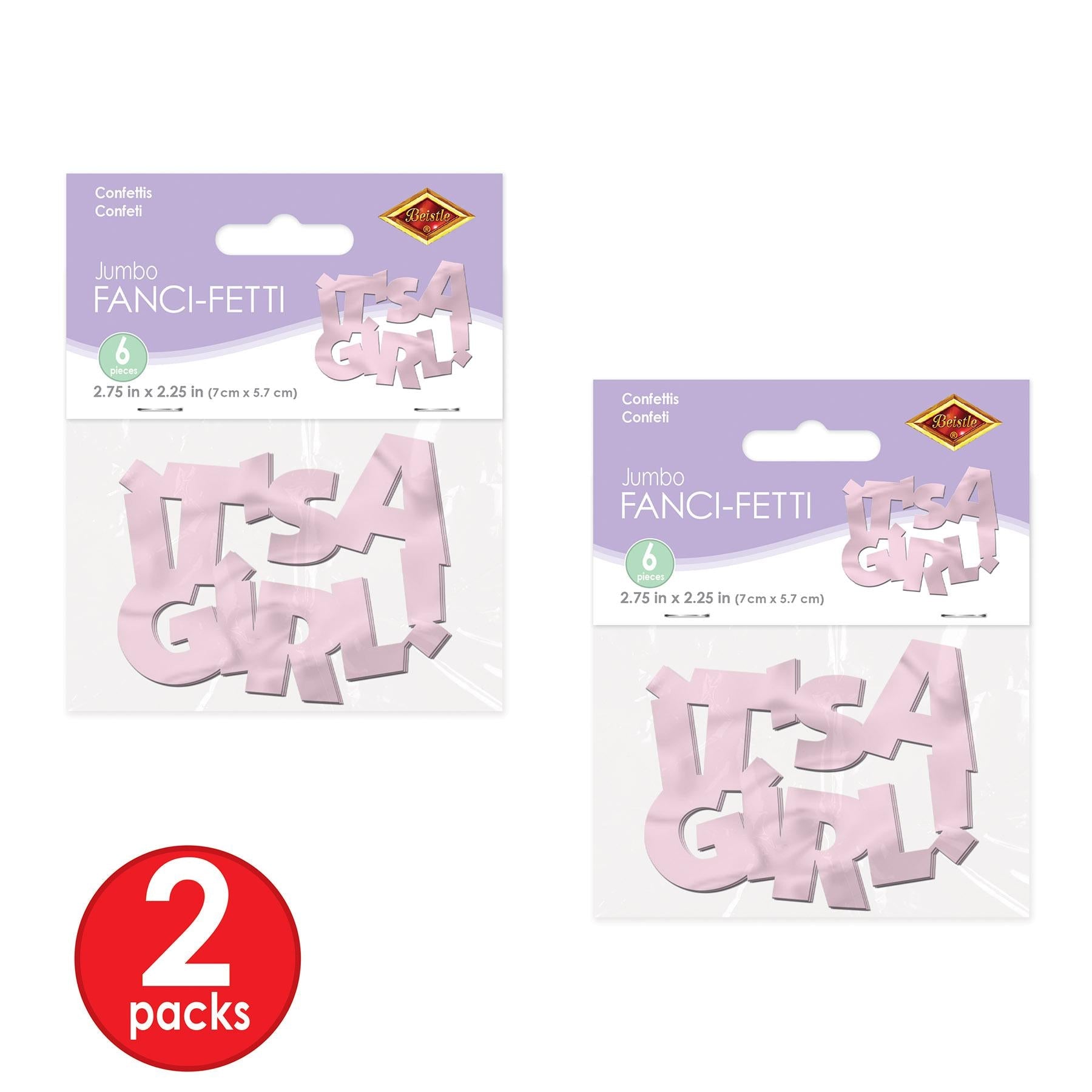 12 Pack Beistle Jumbo It's A Girl Confetti - Premium Baby Shower Decorations for Gender Reveal Parties, Birthdays & Celebrations
