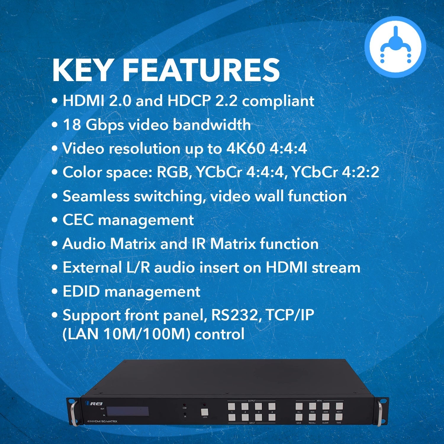 18Gbps 4x4 Seamless UHD Matrix Switch (UHD 404VW) - Perfect for Home Theater, Gaming & Professional AV Setups