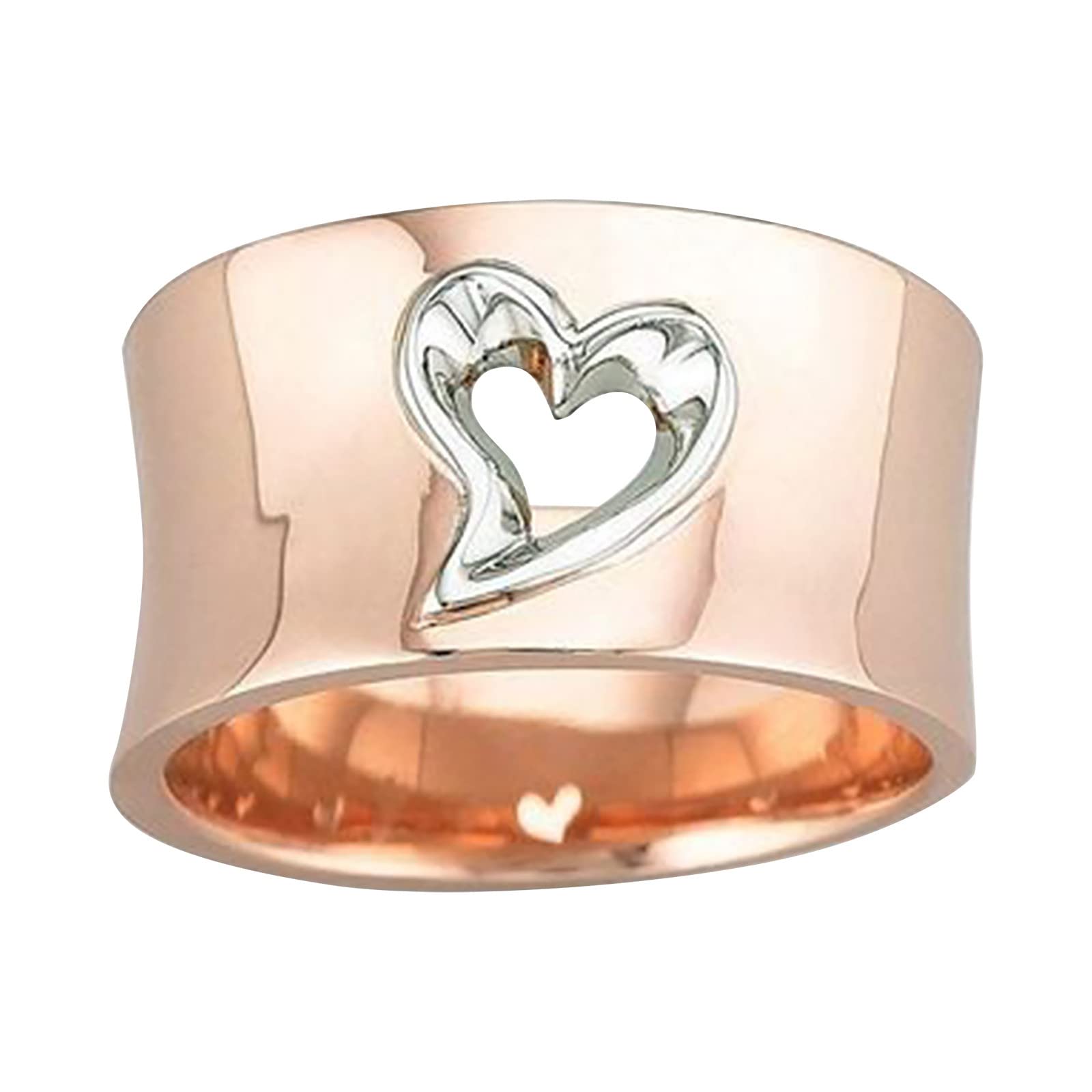 Exquisite Heart Ring for Women - Rose Gold Stainless Steel Snake Ring - Simple Fashion Jewelry Gift for Her - Perfect for Valentine's Day, Anniversary & Everyday Wear (Rose Gold, Size 9)